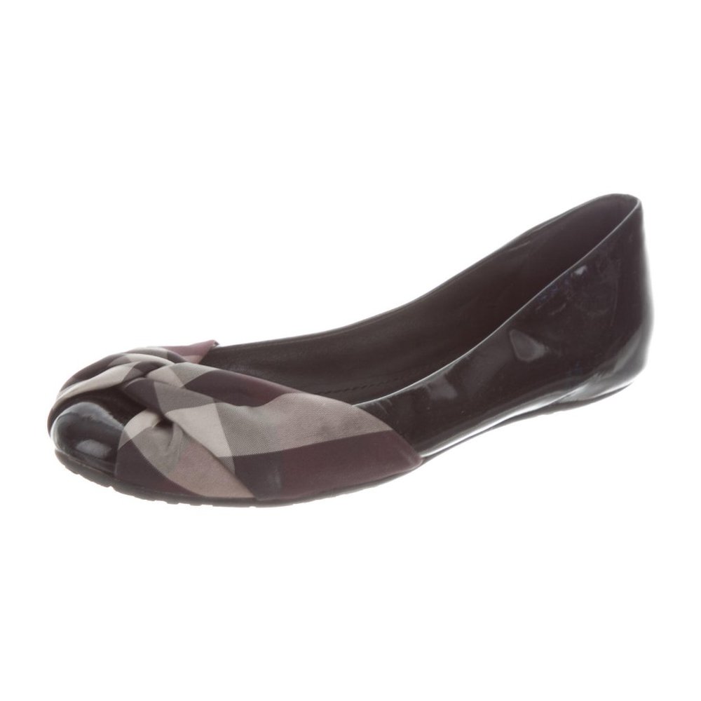 Burberry smoked check pattern leather flat